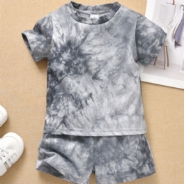 Småbarn Pojke Flicka Tie Dye Kortärmad Skjorta Top+ Shorts Kläder Set Sommar Outfits