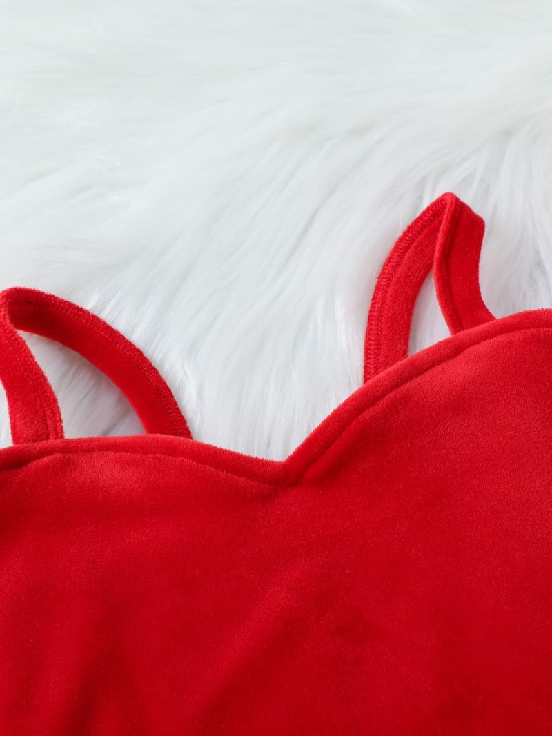 Spetshängslen För Flickor + Matchande Utsvängda Byxor Med Spetsdekor Barnkläder Till Jul Kinesiska Nyåret