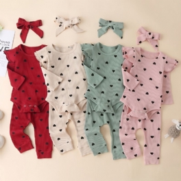 Toddler Newborn Bebis Flickor Långärmad Romper + Byxor + Pannband 3st Set