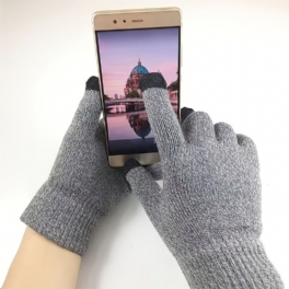 Flickor Casual Enkla Stickade Termohandskar Pekskärmsfleece Vindtäta Handskar För Vintern