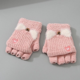 Flickor Casual Simple Fleece Thermal Half Fingers Handskar För Vintern