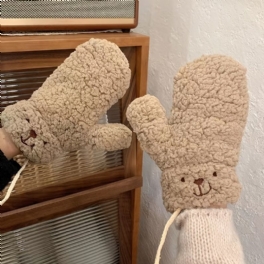 Kallt Väder Handskar Bear Dubbellager Vinterhandskar Damvantar För Kvinnor Flickor