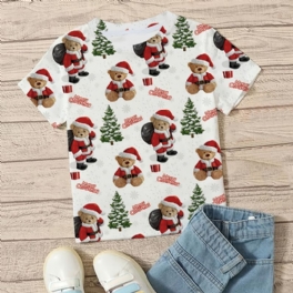 Barn Pojkar Flickor T-shirt Crew Neck Bear Mönster För Jul Barnkläder