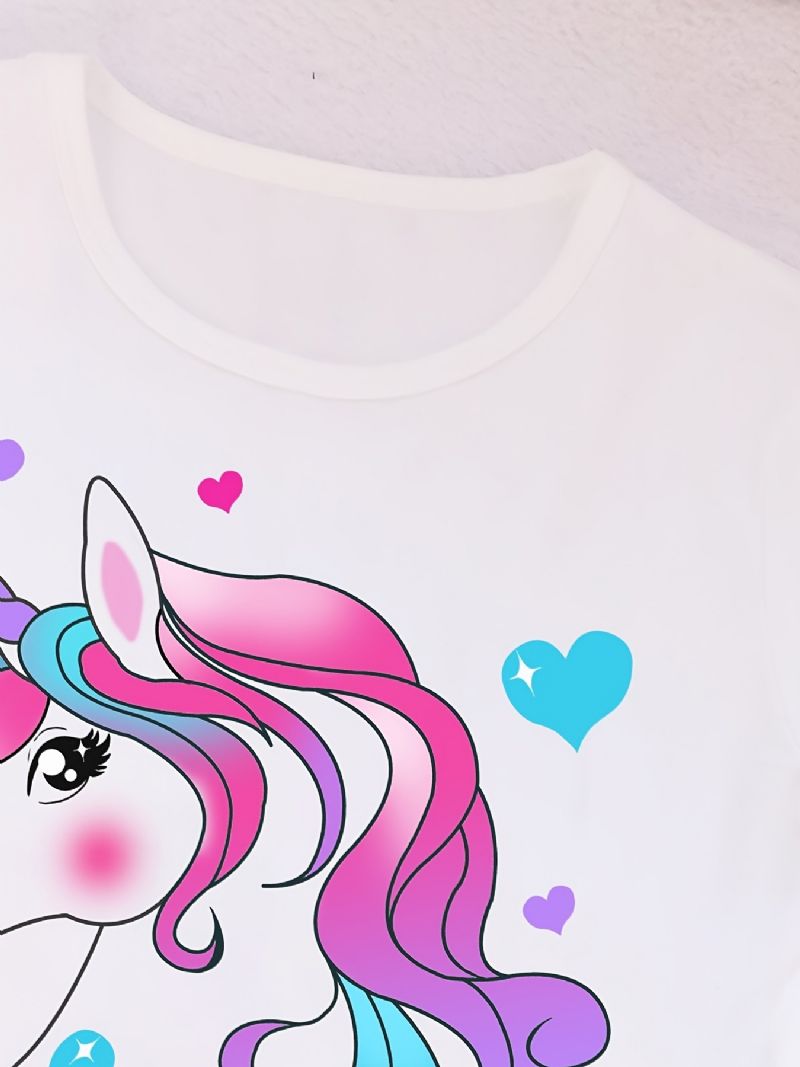 Barn Rosa Lila Unicorn Birthday Flickor T-shirt Barnkläder För Sommaren