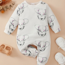 Bebis Flickor Elephant Print Långärmad Onesie