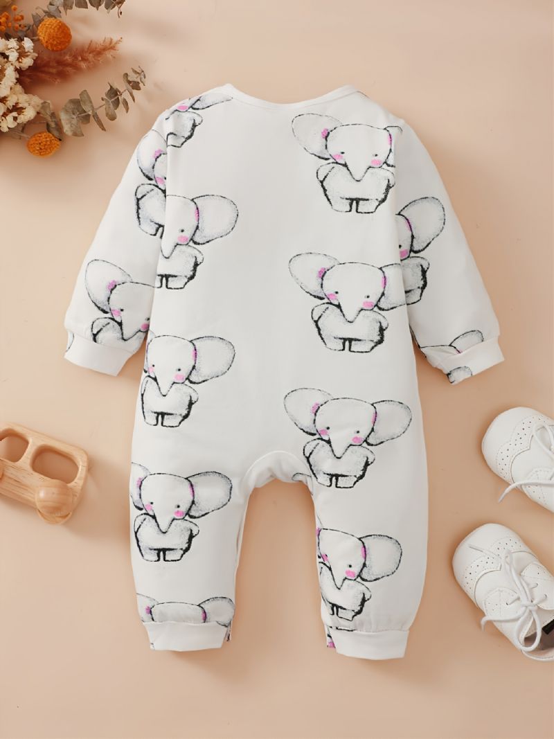 Bebis Flickor Elephant Print Långärmad Onesie