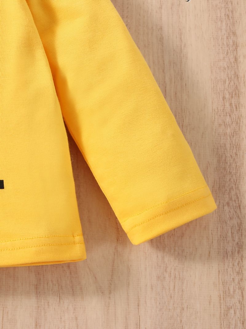 Bebis Flickor Pullover Bokstavstryck Långärmad T-shirt Med Rund Hals Och Byxor Med Rådjurstryck Barnkläder
