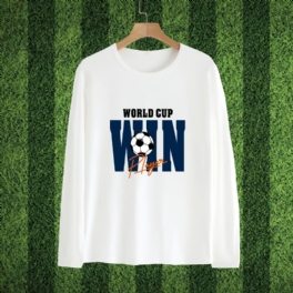 Bebis Pojkar Långärmad T-shirt Fotboll Letter Print Rundhalsad Topp Barnkläder