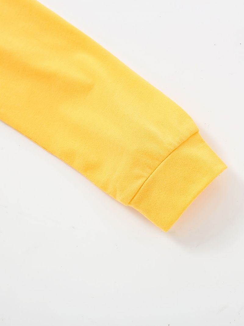 Bebis Pojkar Pullover Tecknat Tryck Långärmad T-shirt Och Byxor Med Rund Hals Barnkläder