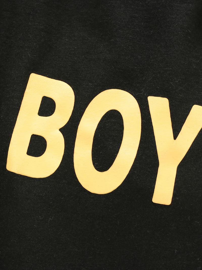 Bebis Pojkar Pullover Tecknat Tryck Långärmad T-shirt Och Byxor Med Rund Hals Barnkläder
