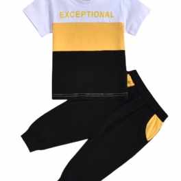 Bebis Pojkar T-shirt Bokstavstryck Splicing Kortärmad & Byxa Set Barnkläder Sommar