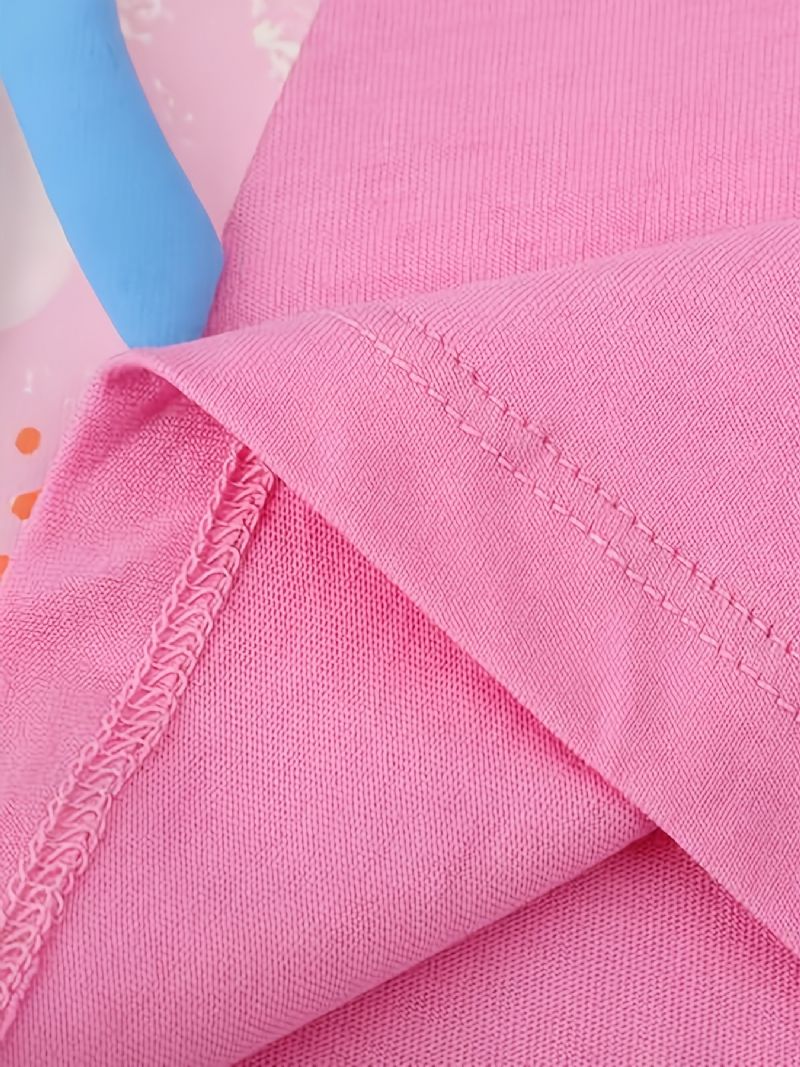 Flickor Långärmad T-shirt Dinosaurietryck Rosa Rund Hals Topp