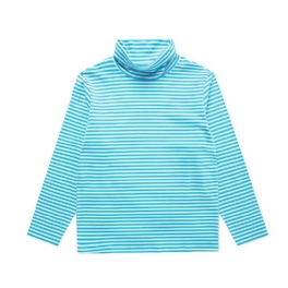 Jiahong Bebis Långärmad T-shirt Randig Topp Med Hög Hals För Pojkar Flickor Barnkläder