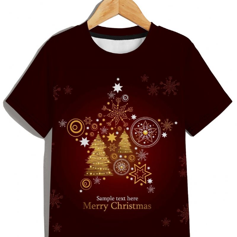 New Bebis Pojkar Crew Neck Christmas Tryckt T-shirt