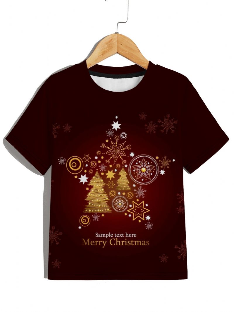 New Bebis Pojkar Crew Neck Christmas Tryckt T-shirt