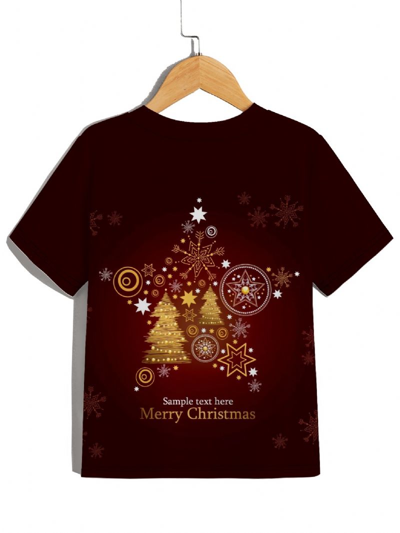 New Bebis Pojkar Crew Neck Christmas Tryckt T-shirt