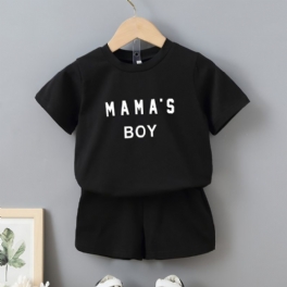 Pojkar Alphabets Kortärmad T-shirt + Shorts Set Barnkläder Outfits