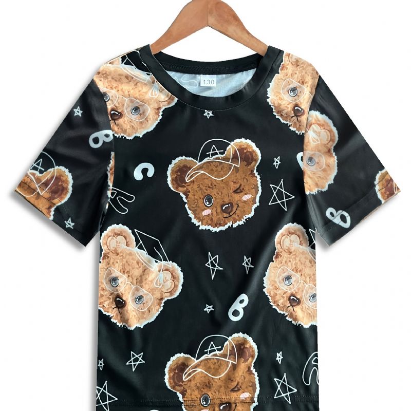 Pojkar Flickor Bear Mönster T-shirt Casual Kortärmad Barnkläder