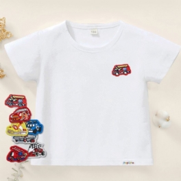 Pojke Kortärmad Skjorta Med Tecknade Jacquar Patch-klistermärken