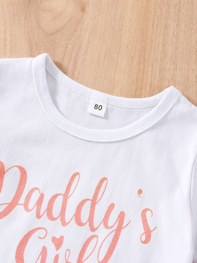 Småbarn Bebis Flickor T-shirt Bokstavstryck Rund Hals Korta Ärmar & Kjol Set Barnkläder