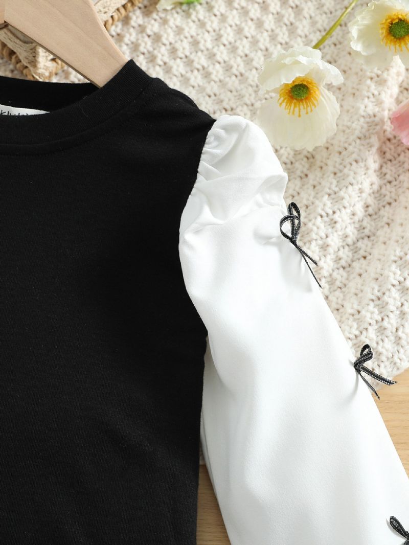 Småbarn Flickor Långärmad Colorblock Bow T-shirt