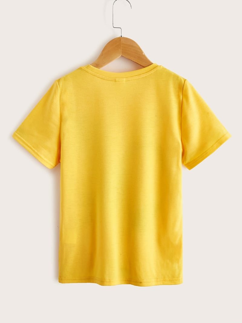 T-shirt För Flickor Creative Print Crew Neck Kortärmad Top Barnkläder