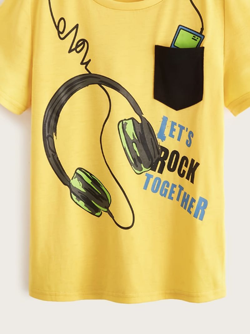 T-shirt För Flickor Creative Print Crew Neck Kortärmad Top Barnkläder