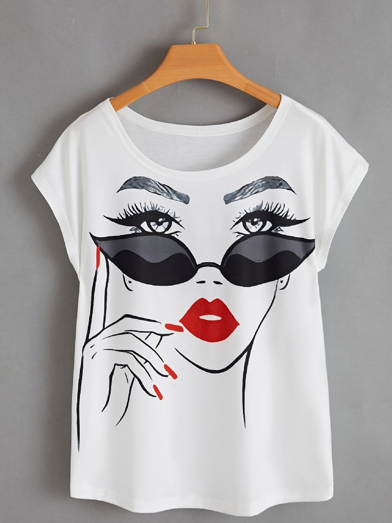 T-shirt Med Grafiskt Tryck För Flickor Med Rund Hals Casual Every Day Topp För Våren Och Sommaren Damkläder