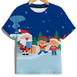 T-shirt Med Rund Hals För Pojkar Casual Crop Ärm 3d-mönster Digital Print Christmas Tee