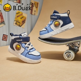 B.duck Pojkar Flickor Cartoon Sneakers Halkfri Fleece Warm High Top Skate Skor Vinter Barn