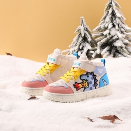 B.duck Pojkar Flickor Sneakers Cartoon Halkfri Fleece Varm Vinter Canvas Skor Barnskor