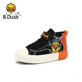 B.duck Pojkar Flickor Cartoon Sneakers Halkfri Fleece Warm High Top Canvas Skor Vinter Barn