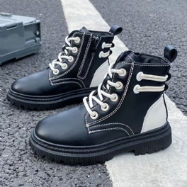 Flickor Vintage Color Block Martin Boots Stövlar High Top Zip-up Snörstövlar