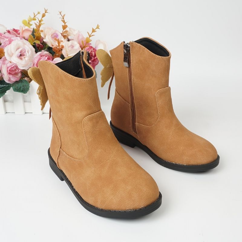 Barn Flickor Side Zip Chelsea Boots Med Butterfly Design För Höst Vinter Nyhet