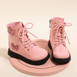 Flickor Eleganta Casual Princess Boots Med Paljett Fjäril Snörning High Top För Fest