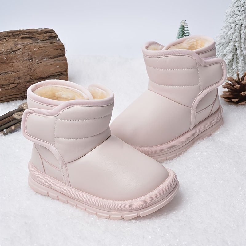 Flickor Rosa Läder Snökängor Varma Boots