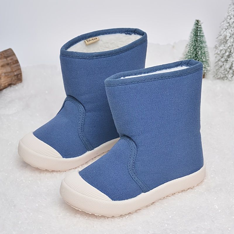 Höst Vinter Barn Enfärgad Fleece Slip-on Snökängor