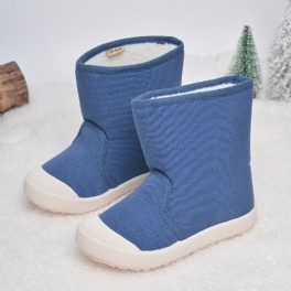 Höst Vinter Barn Enfärgad Fleece Slip-on Snökängor