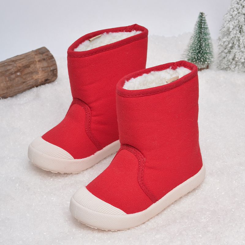 Höst Vinter Barn Enfärgad Fleece Slip-on Snökängor