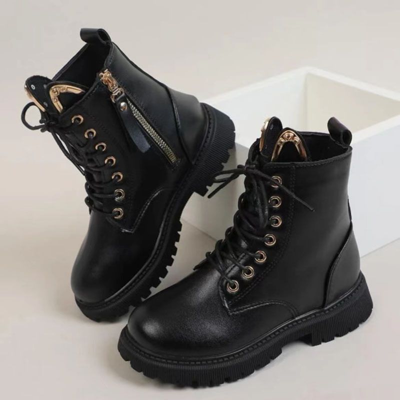 Höstvinter Flickor Korta Stövlar Med Dragkedja Martin Boots