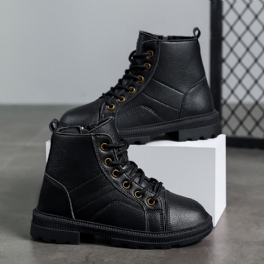 Stövlar Med Mjuk Sulor För Flickor Läder Side Zip Combat Boots