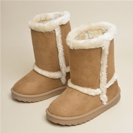 Tjejer Faux Mocka Snökängor High Top Fleece Thermal Non-slip Boots För Vinter Utomhus