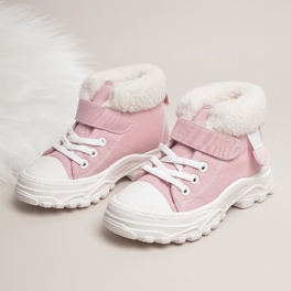 Toddler Bebis Flickor Boots Mjuksulor High Top Canvas Skor För Höst Vinter Ny
