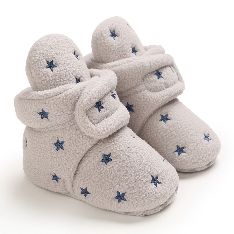 Toddler Bebis Pojkar Flickor Snökängor Mjuksulor High Top Stars Print Warm Walker Skor