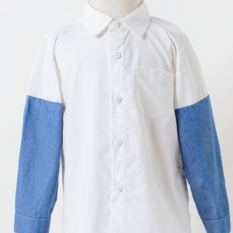 Bebis Jeans Långärmade Skjortor Button Down Blus Toppar För Pojkar Flickor Barn Kläder