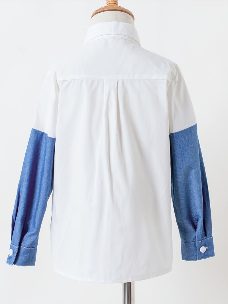 Bebis Jeans Långärmade Skjortor Button Down Blus Toppar För Pojkar Flickor Barn Kläder