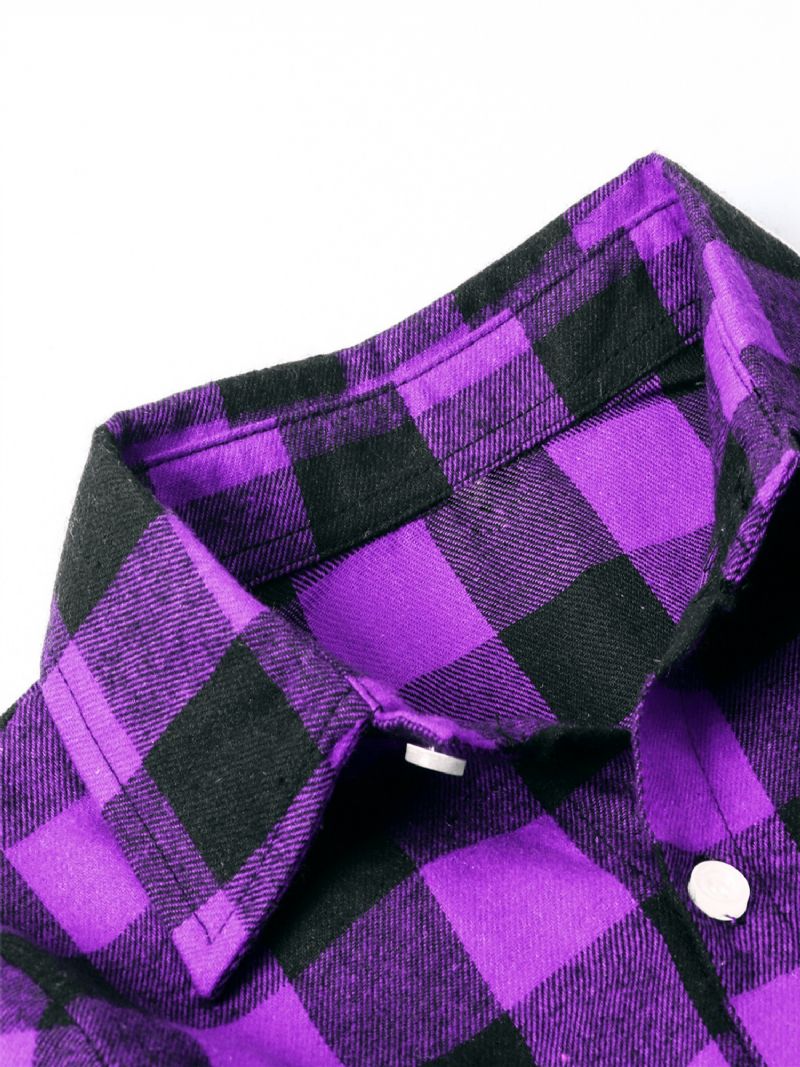 Bebis Pojkar Rutiga Skjortor Button Down Långärmad Blus Toppar Barnkläder