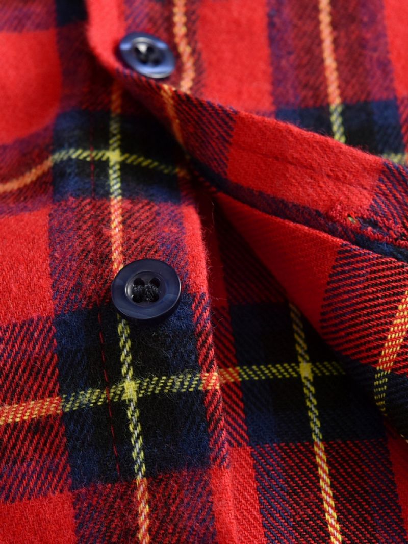 Höst- Och Vinterpojkars Casual Colorblock Cardiganskjorta Med Rutig Knapp