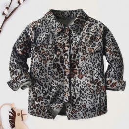 Långärmad Leopardskjorta För Pojkar Med Knäppning