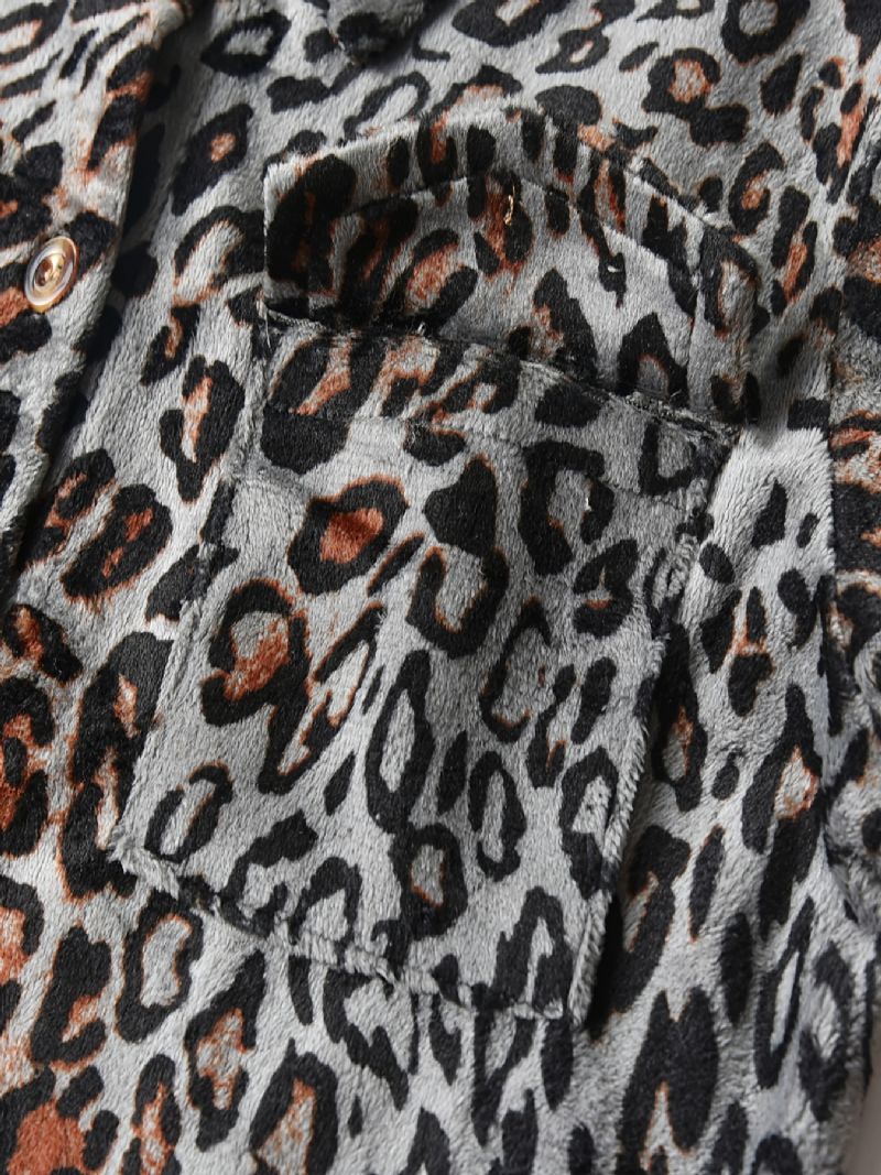 Långärmad Leopardskjorta För Pojkar Med Knäppning